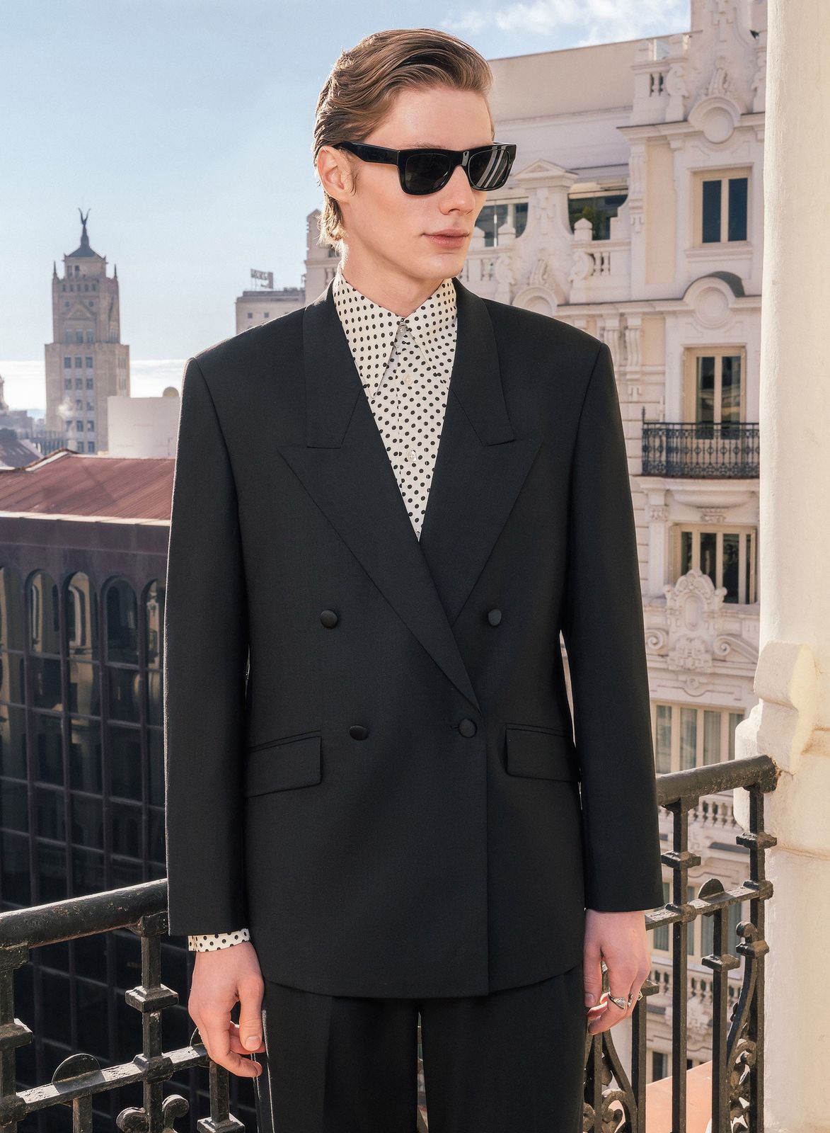 Black Double Breasted Wool Blazer