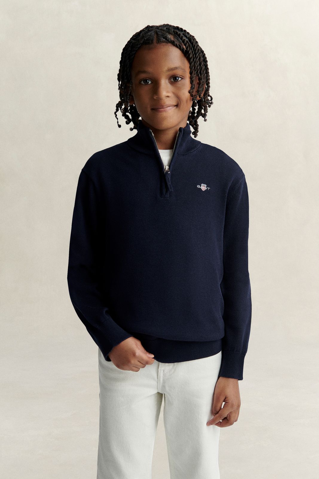 Teen Boys Shield Half-Zip Sweater - EVENING BLUE