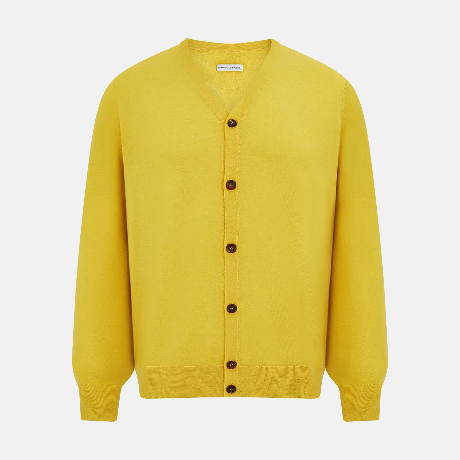 Canary Yellow Fine Merino V-neck Cardigan