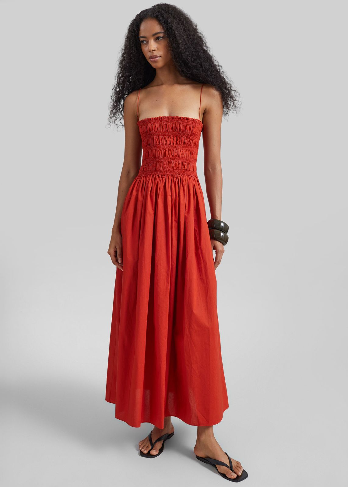 Matteau Shirred Bodice Dress - Tomato