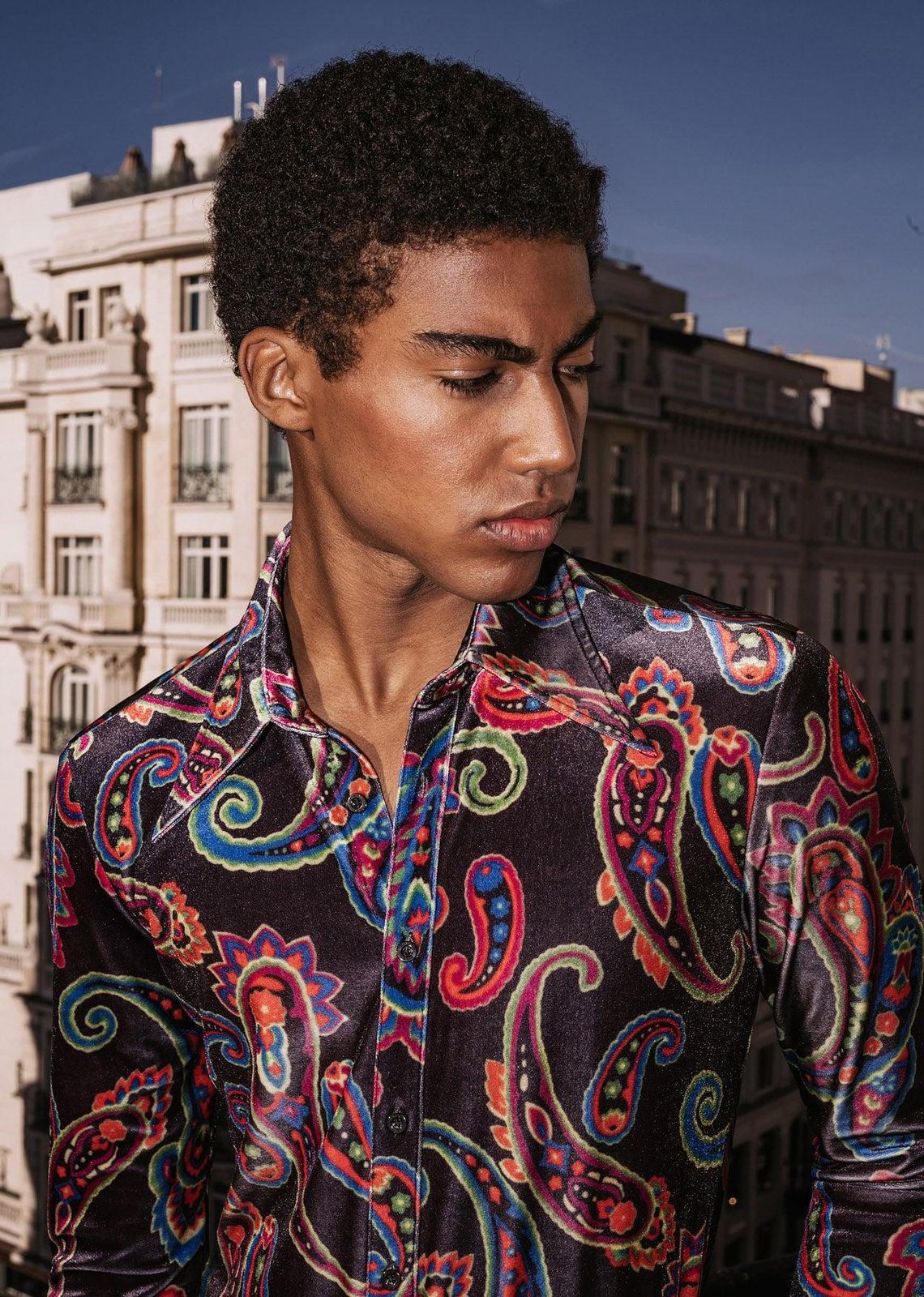Black Velvet 70s Paisley Print Shirt
