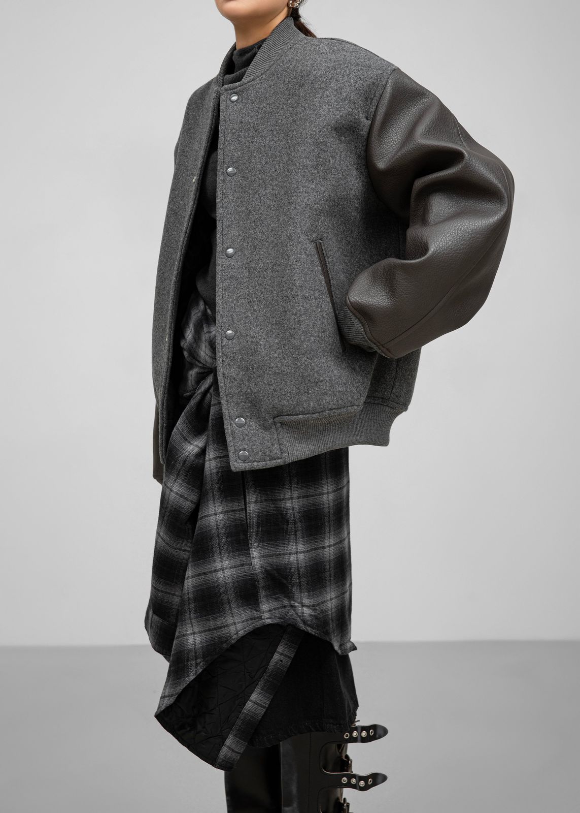 Kerava Oversized Bomber Jacket - Grey