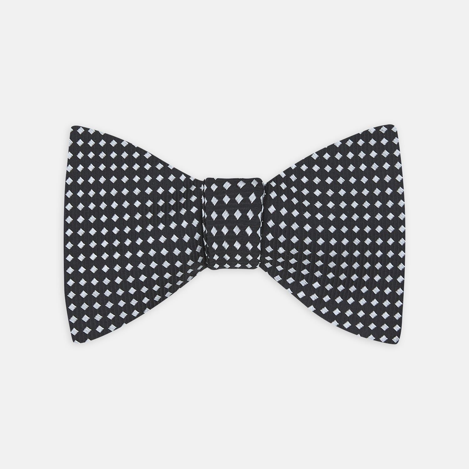 Diamond Black And White Silk Bow Tie