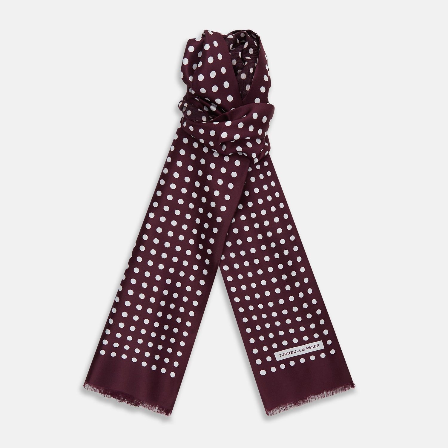 Purple And White Spotted Silk And Wool Scarf