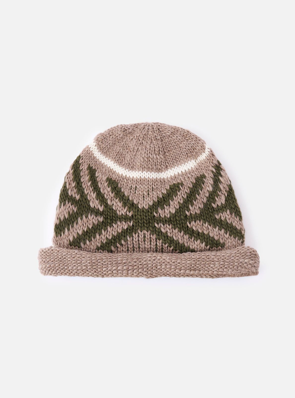 Cableami® Beige Wool Jacquard Watch Cap