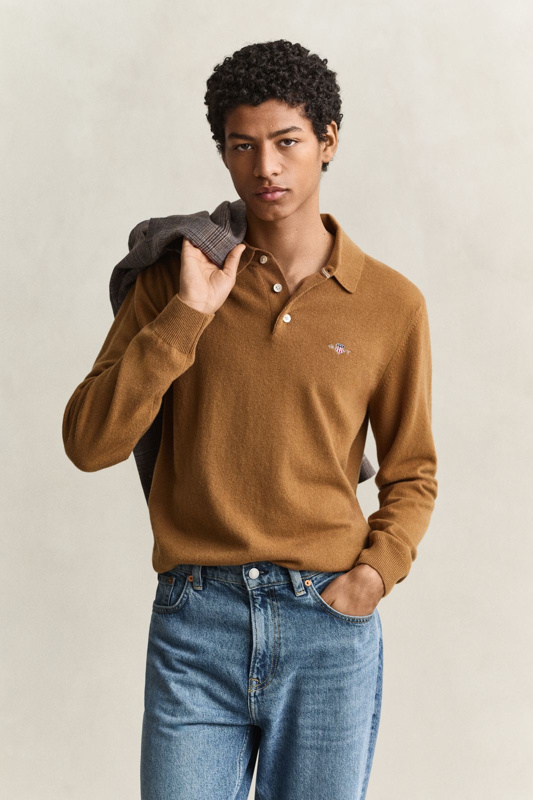 Superfine Lambswool Polo Sweater - MARINE