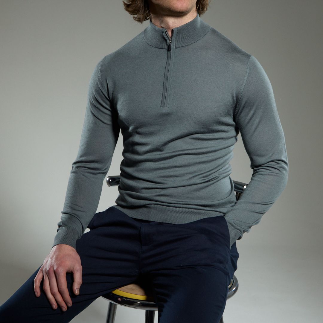Slim Fit ‘amalfi’ 1/4 Zip Pullover In Sage