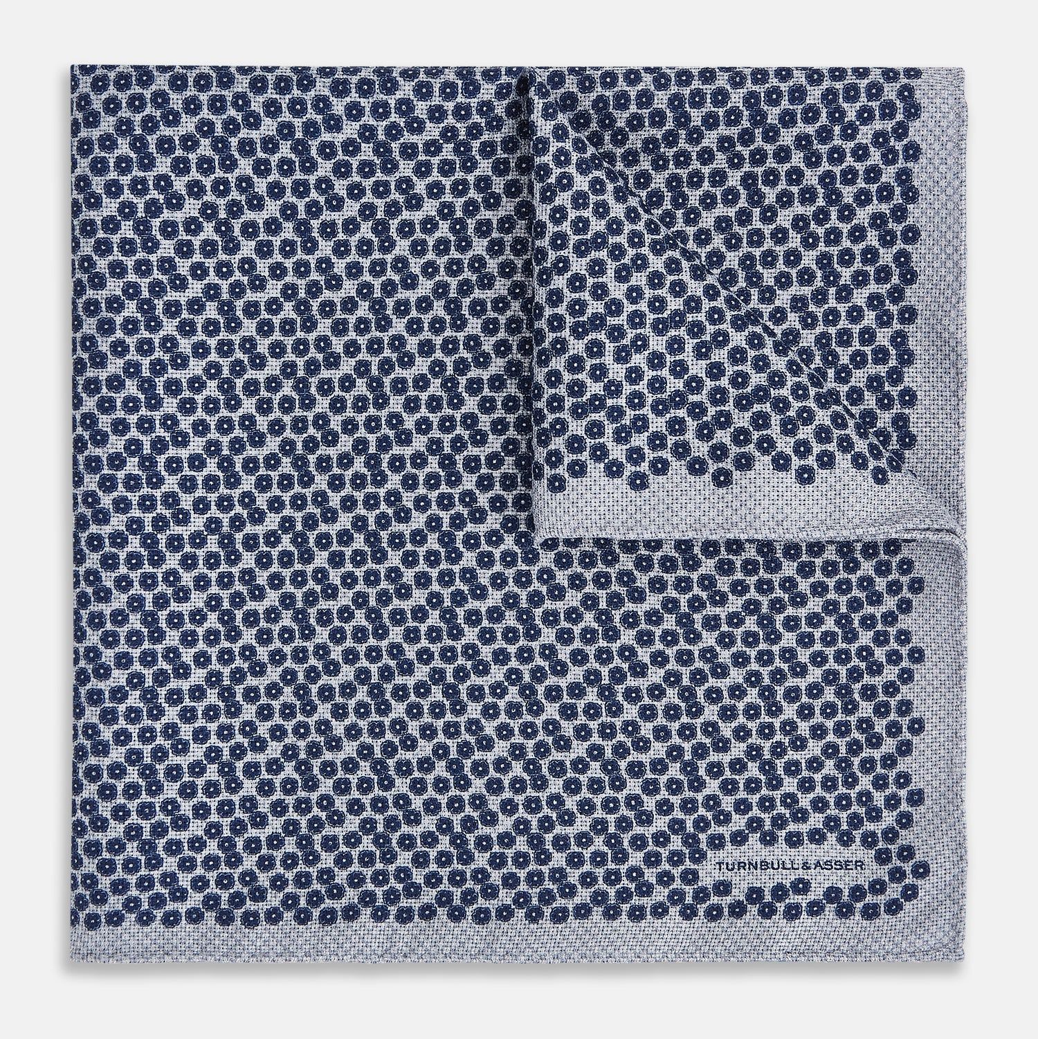 Floral Blue Pocket Square In Silk