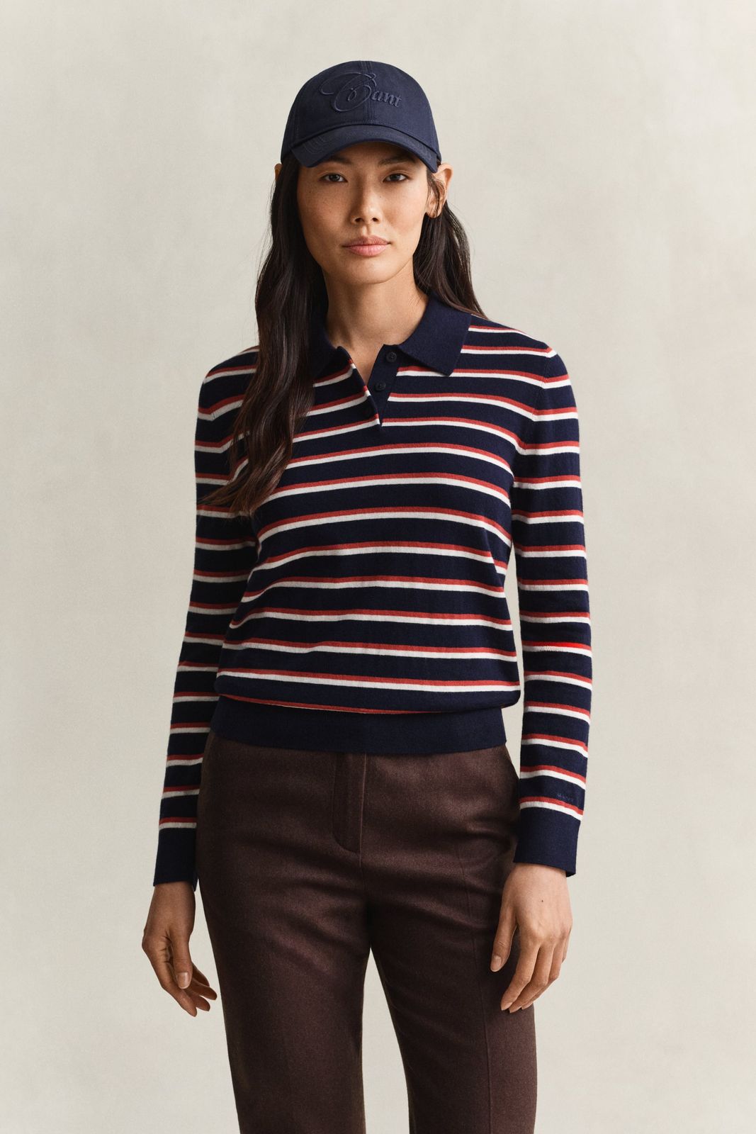Fine Knitted Striped Sweater - EVENING BLUE