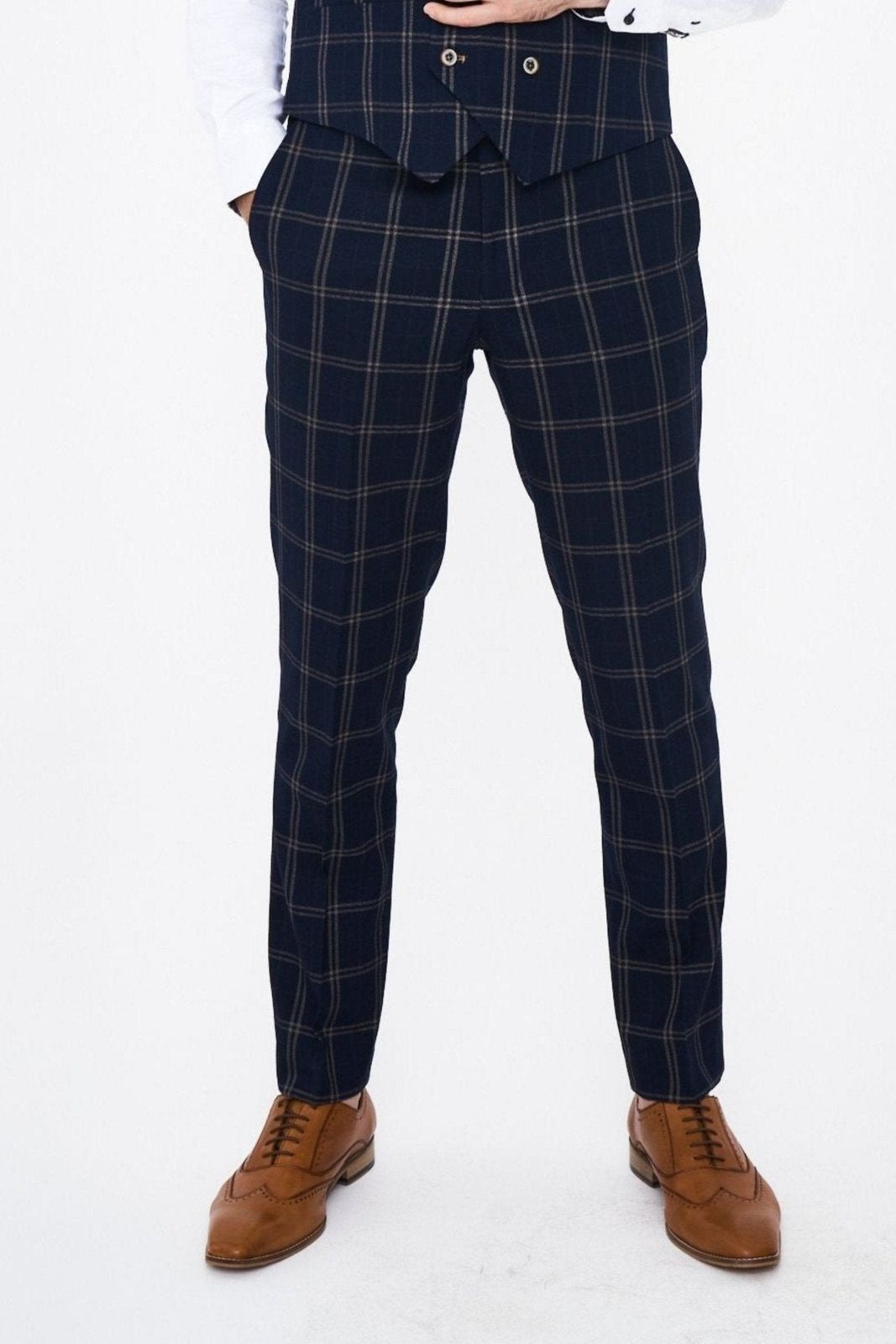 House Of Cavani Hardy Navy Check Trousers