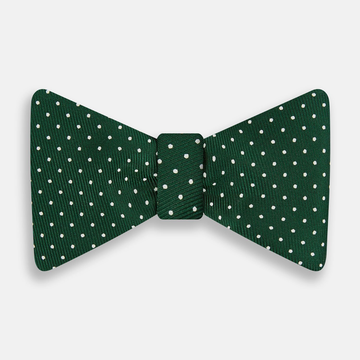 Racing Green And White Spot Silk Bow Tie
