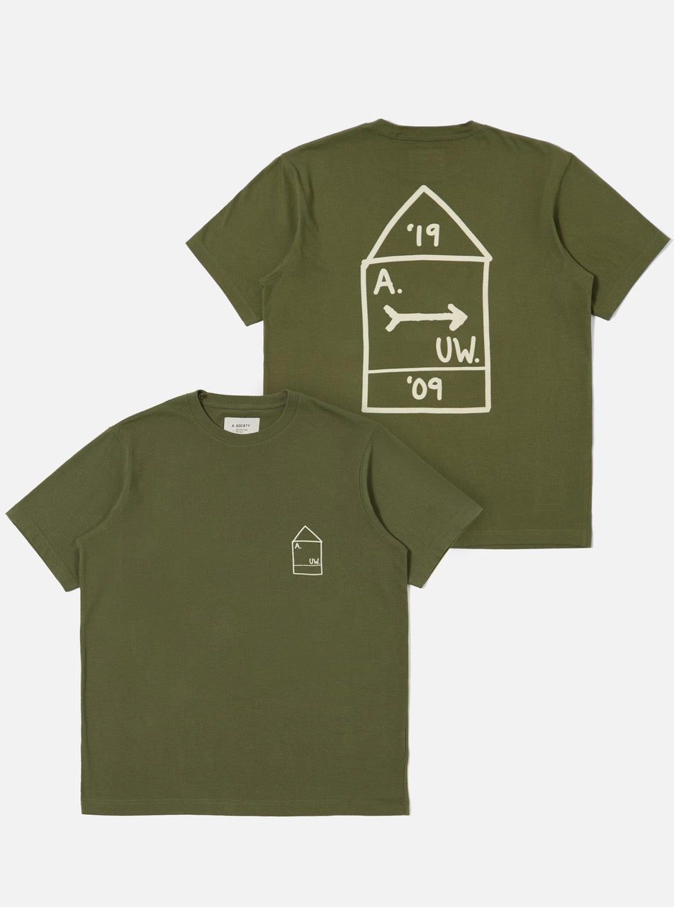 A. Society X Universal Works Olive Single Jersey Print Tee