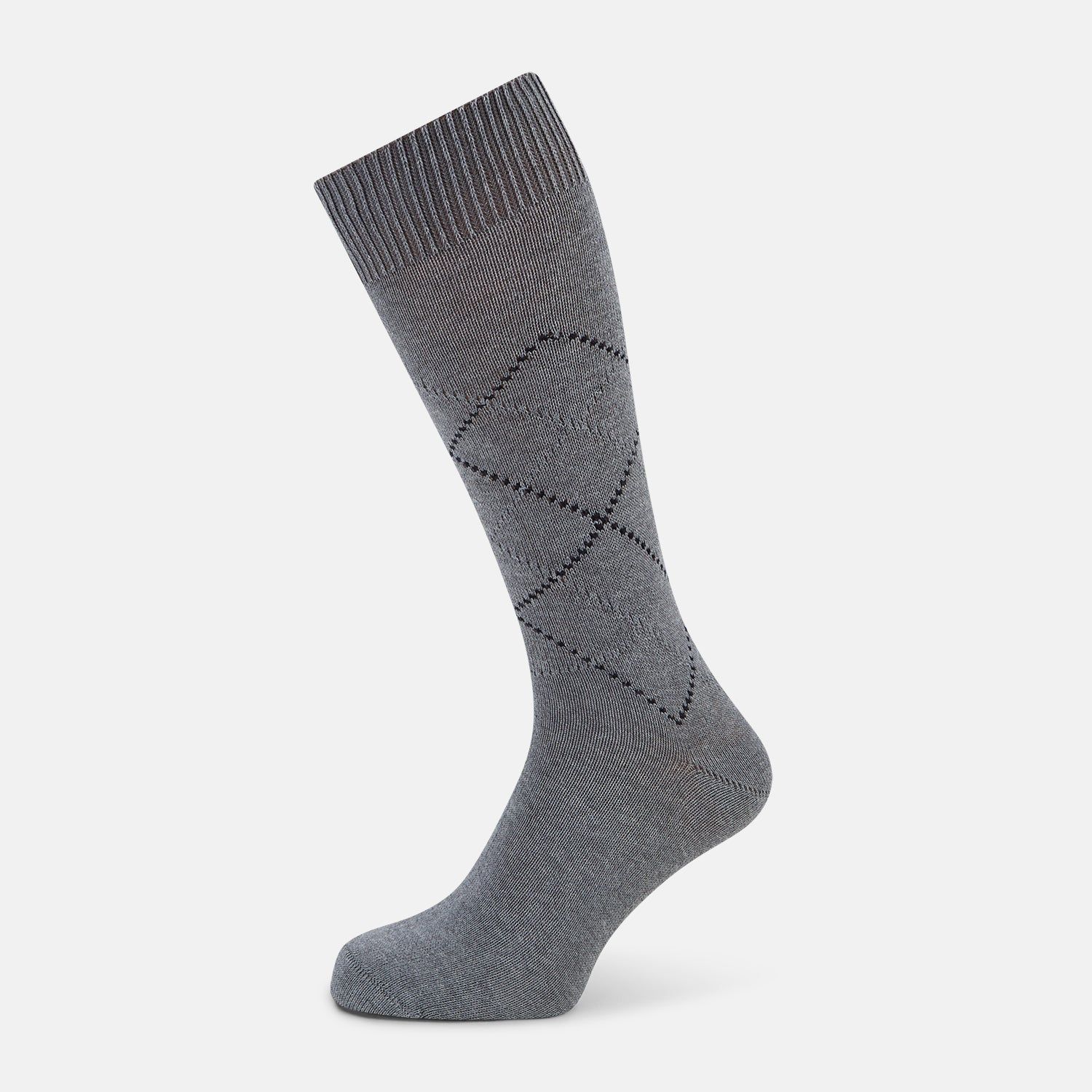 Light Grey Melange Diamond Mid-length Socks