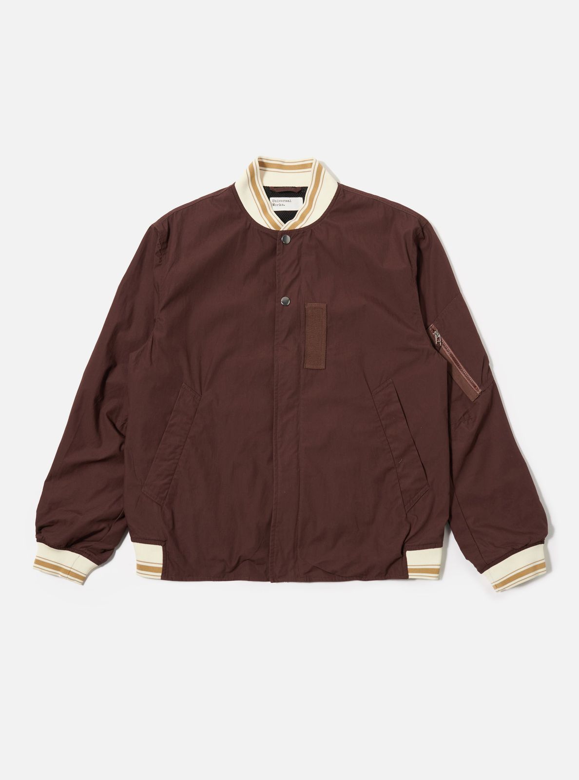 Brown Peached Poplin Ns Bomber Jacket