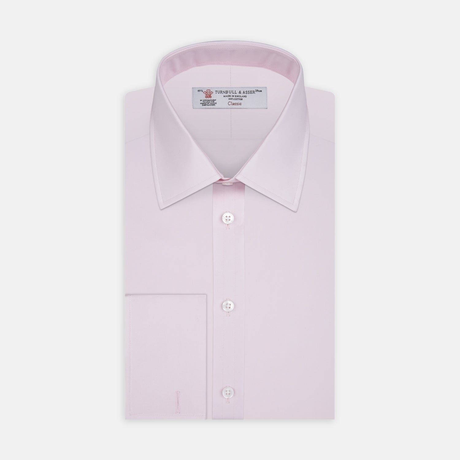 Pink Cotton Shirt With T&a Collar And Double Cuffs