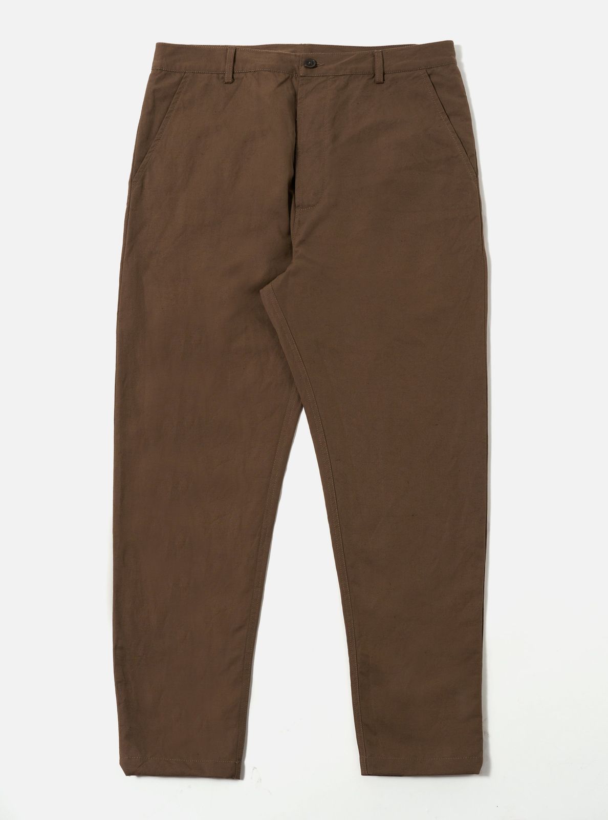 Khaki Linen Slub Weave Military Chino