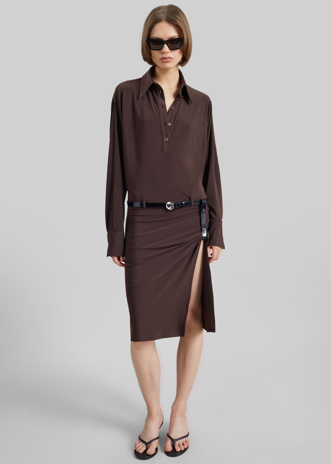 Coperni Draped Boxy Suspended Dress - Brown