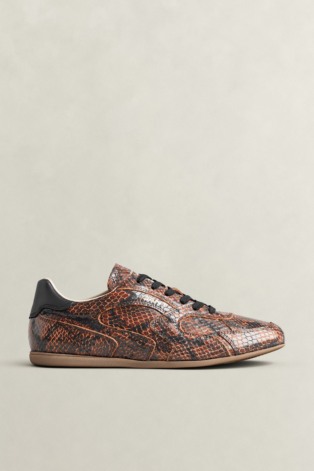 Sperly Snake-Effect Leather Sneakers - DARK BROWN