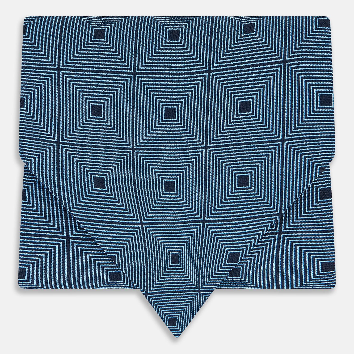 Blue And Navy Concentric Square Printed Silk Cravat