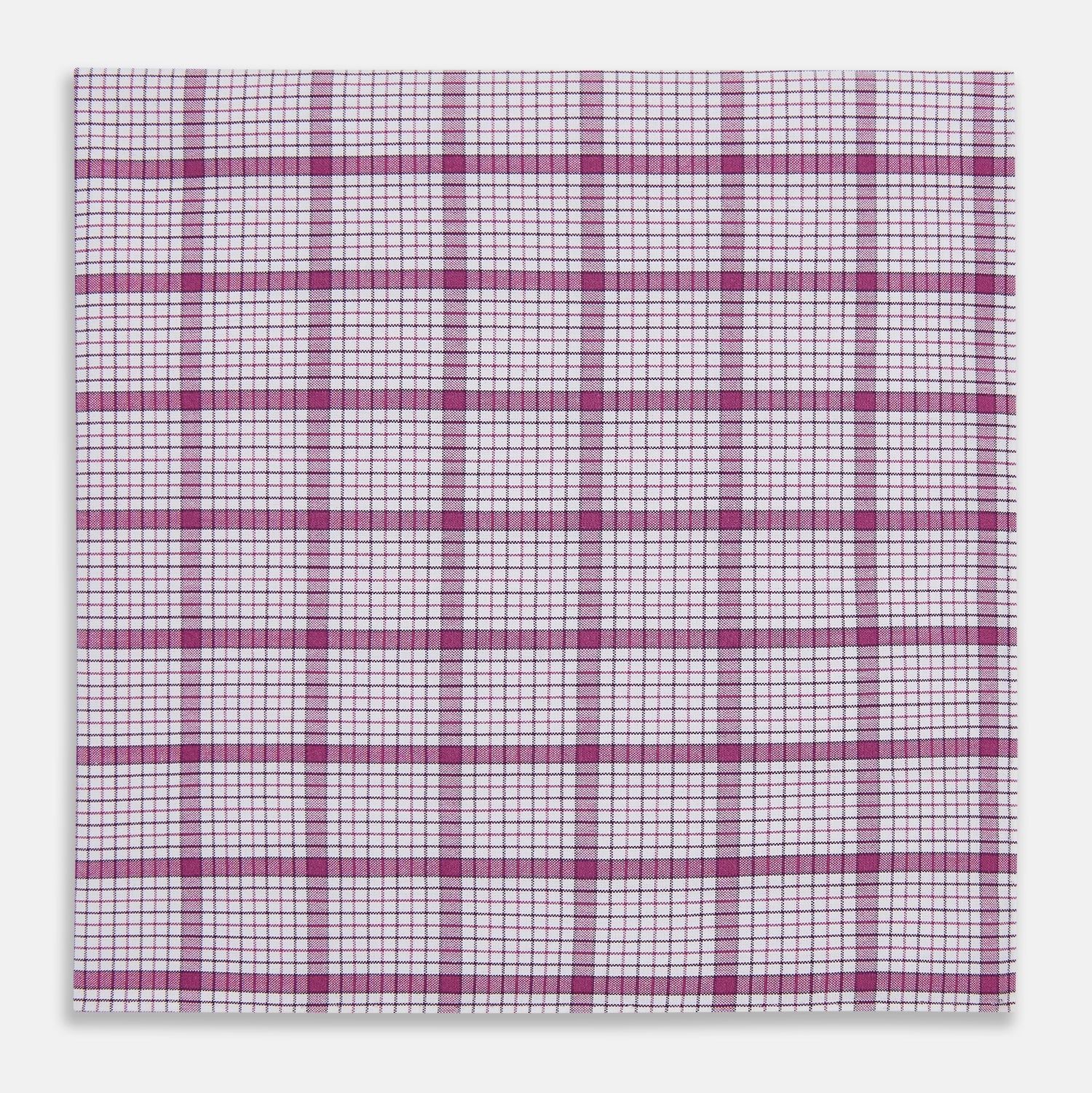 Hand Rolled Purple Graph Overlay Check Handkerchief