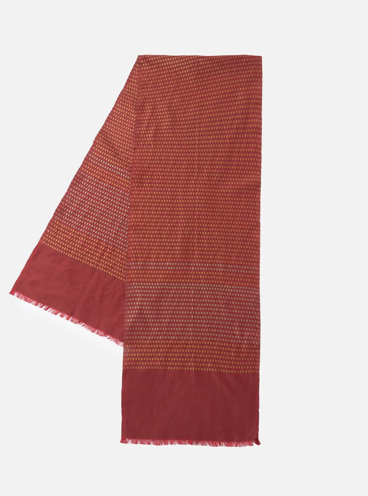 Red/silver/gold Jacquard Silk Scarf
