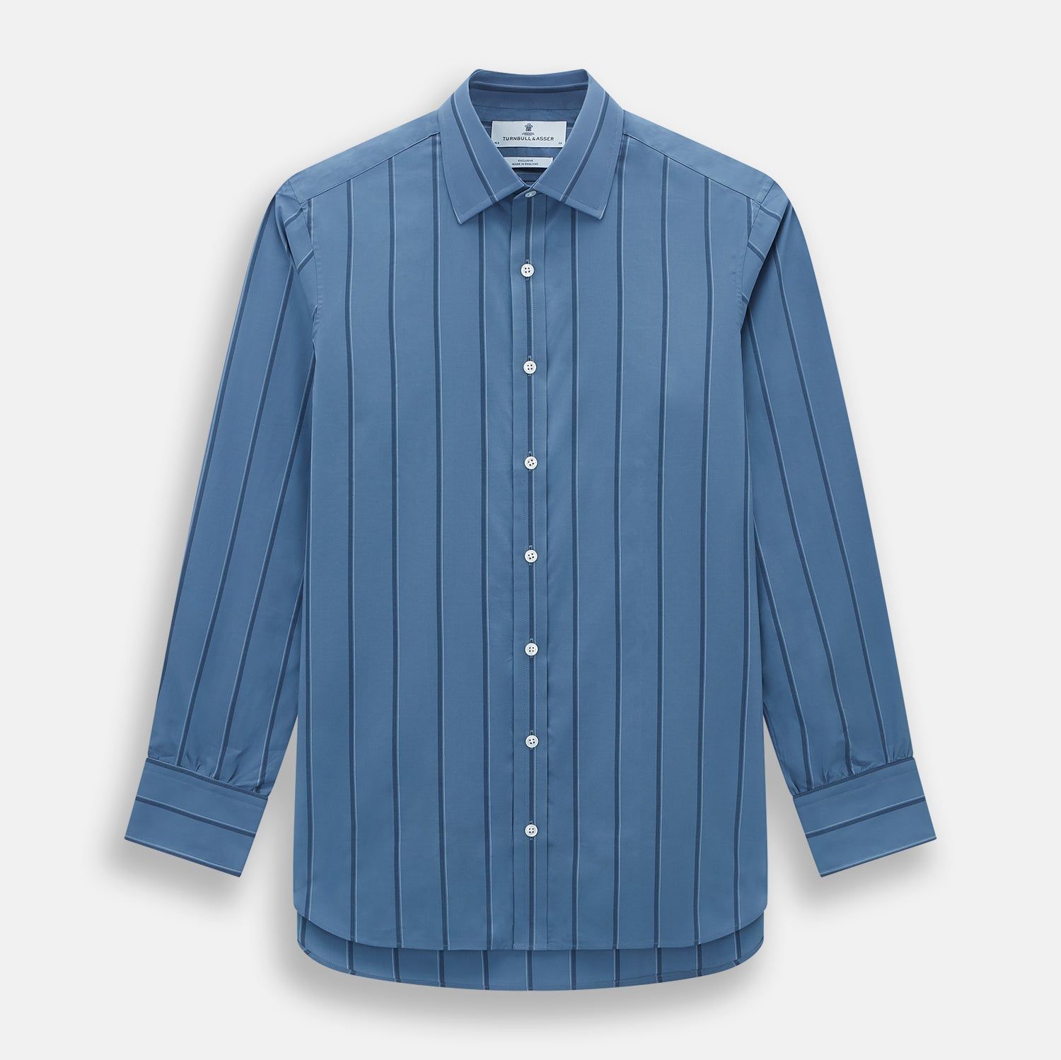 Steel Grey And Navy Track Stripe Mayfair Shirt
