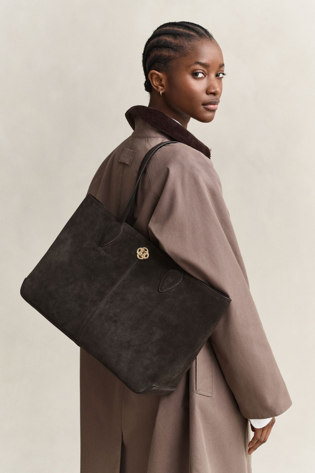 Suede Tote Bag - BLACK