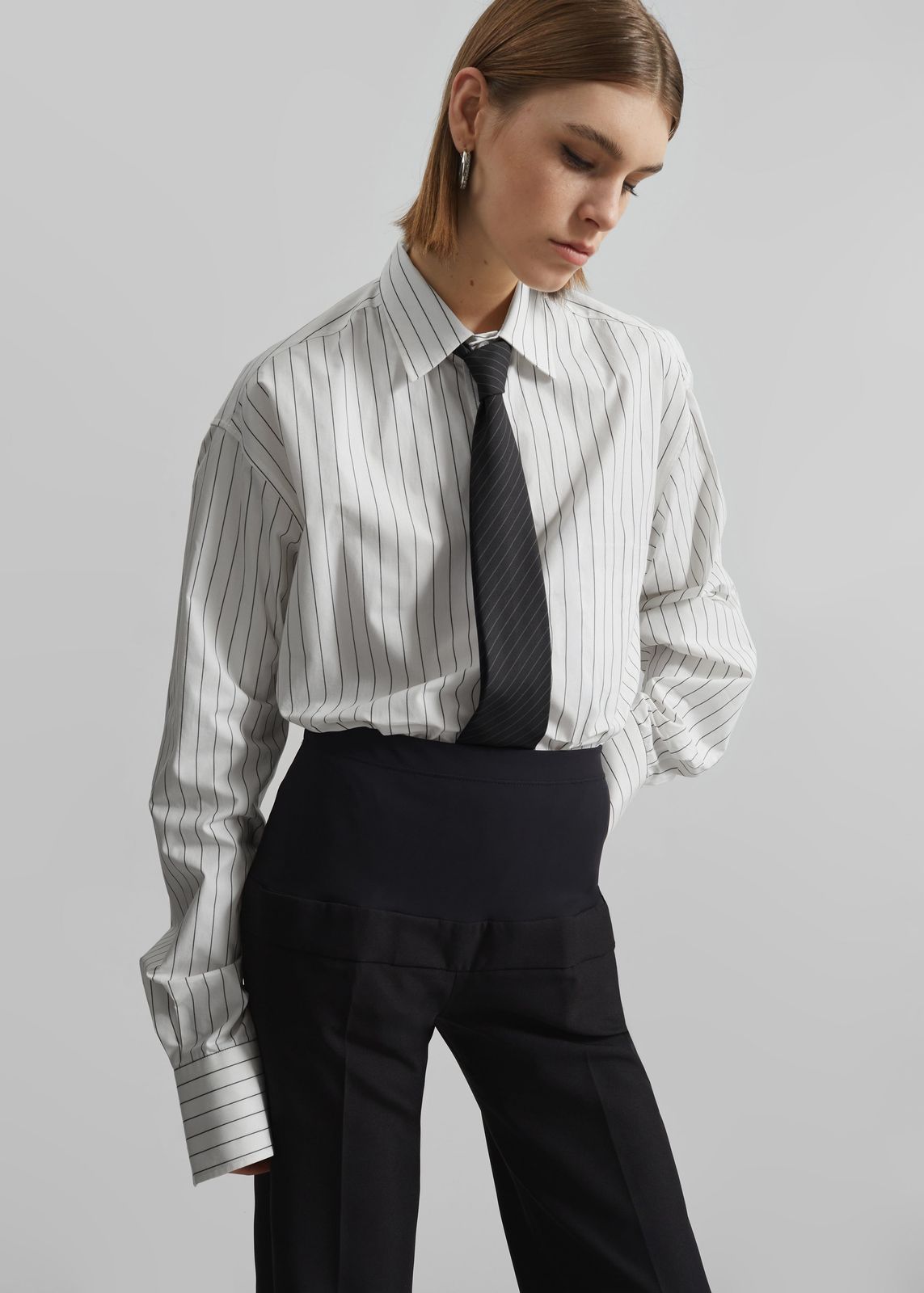 Anvers Button Up Striped Shirt - White/Black Stripe