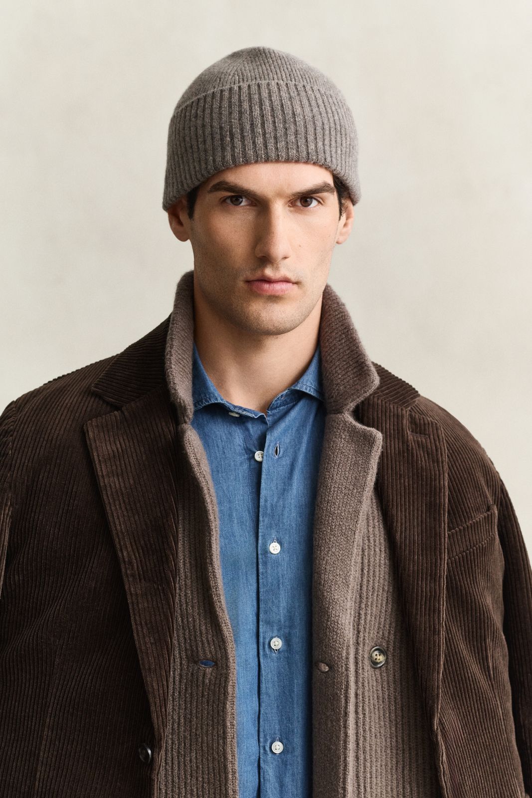 Cashmere Beanie - STONE MELANGE