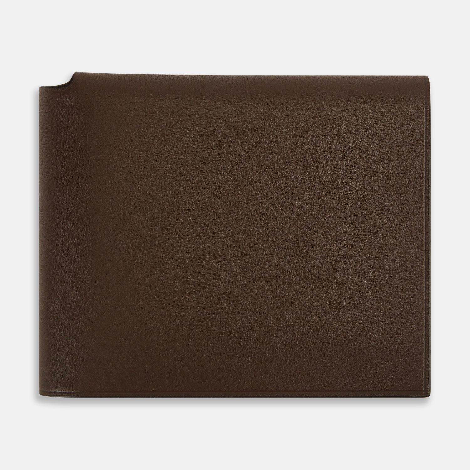Dark Chocolate Leather Trifold Card Holder With Metal Money Clip