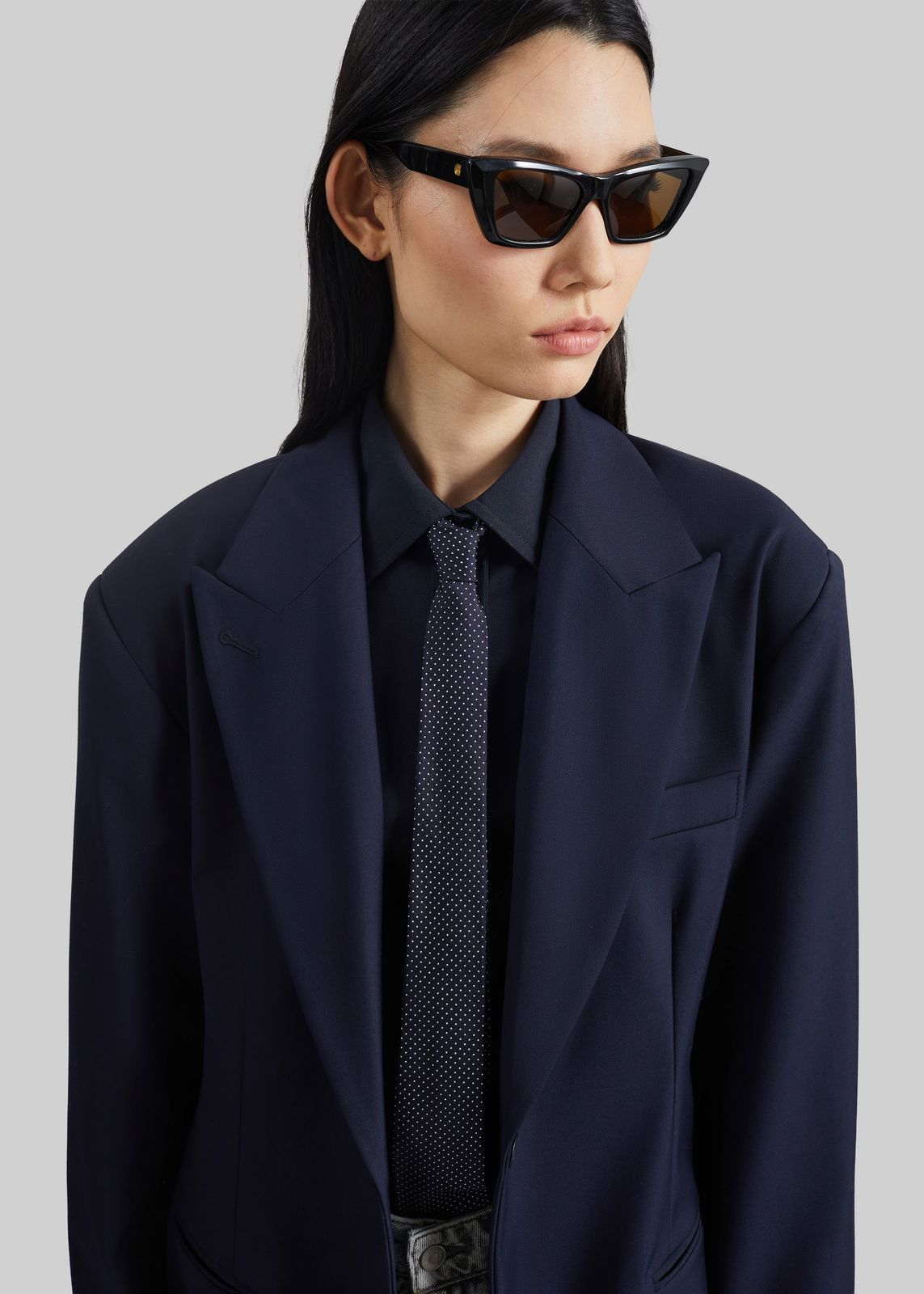 Lene Dotted Jacquard Tie - Blue/White