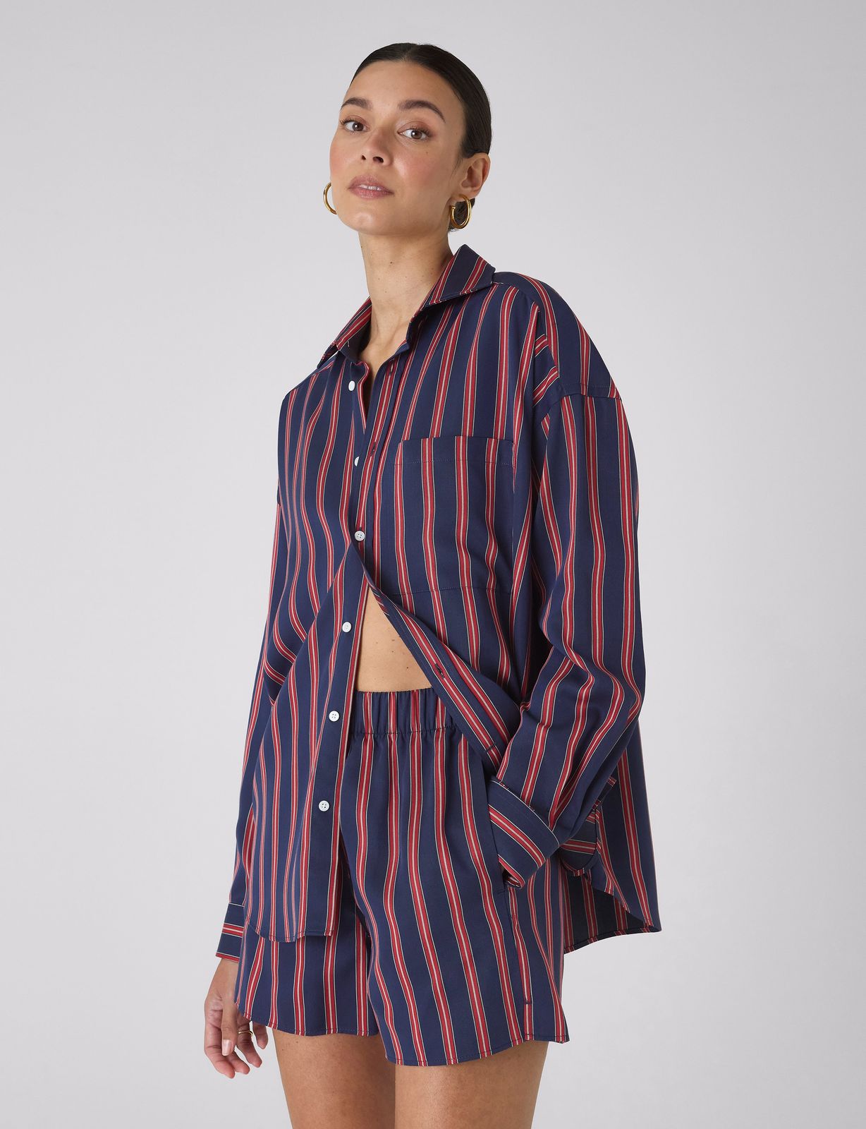 The Boxer: TENCEL™ Lyocell, Navy and Red Stripe