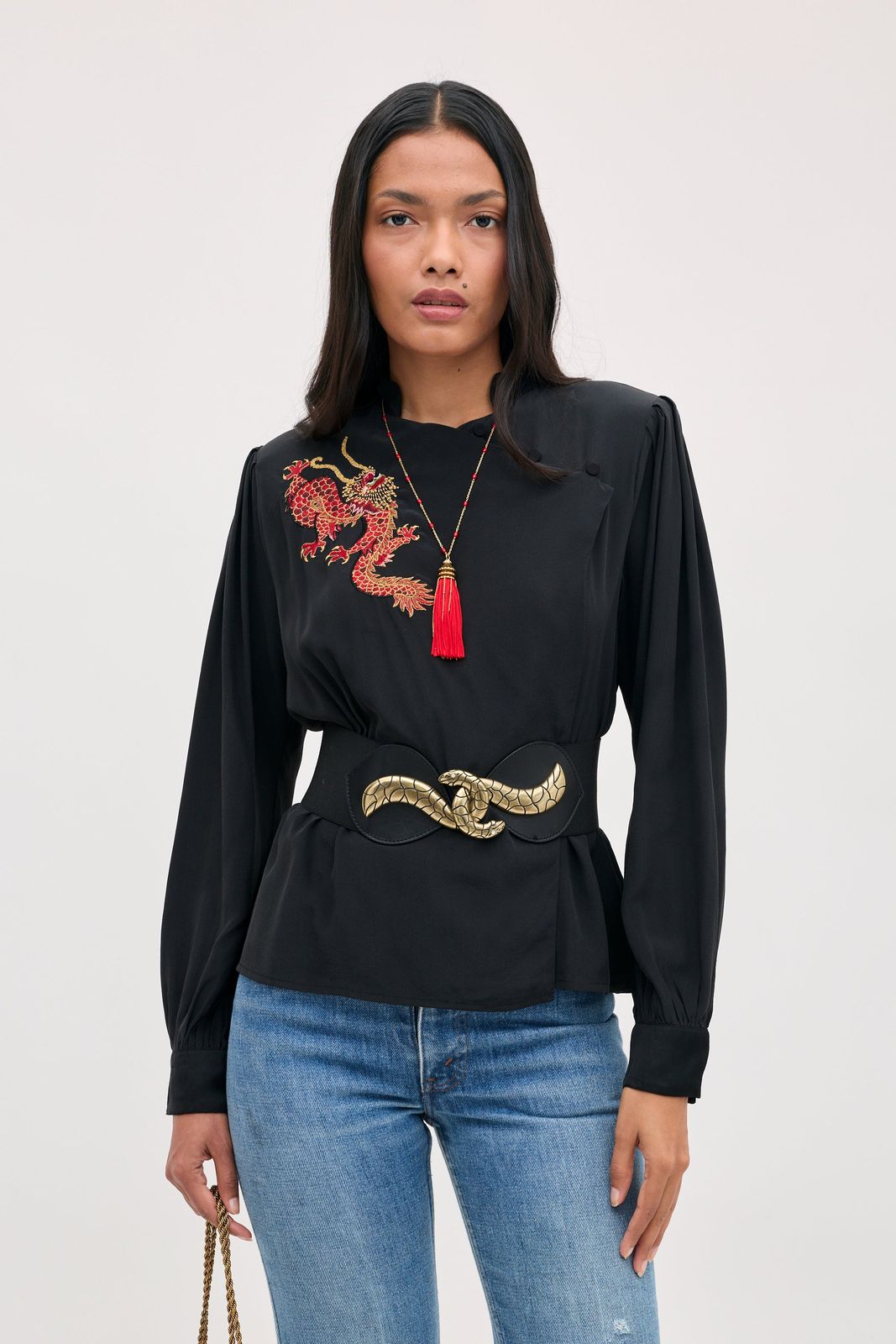 Sylvie Rose -  Dragon Embroidery Red