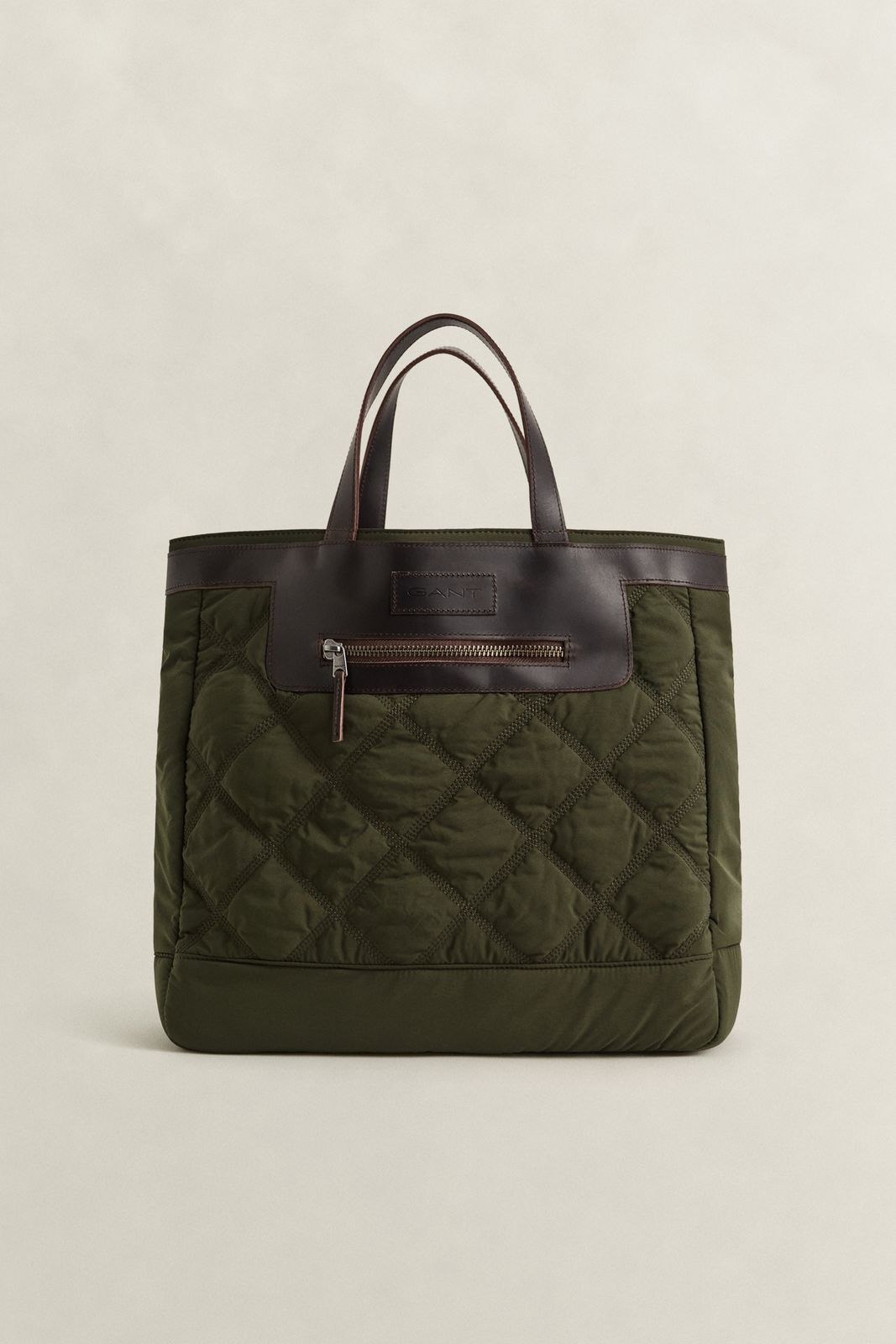 Quilted Tote Bag - DARK MOSS GREEN