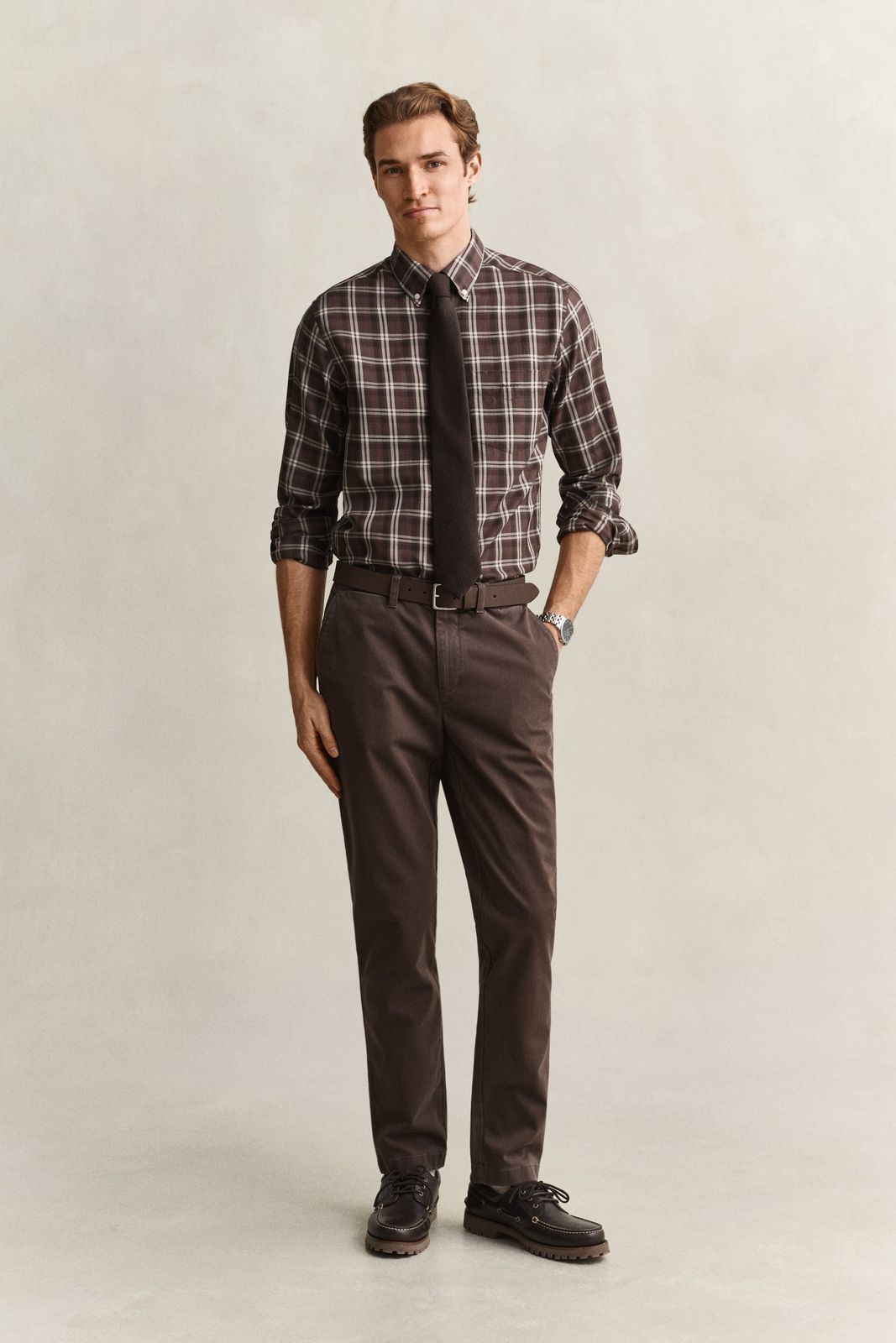 Slim Fit Comfort Chinos - SHADOW BROWN