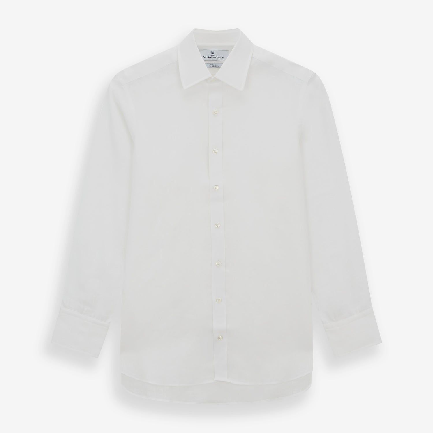 White Linen Shirt With T&a Collar And 3-button Cuffs