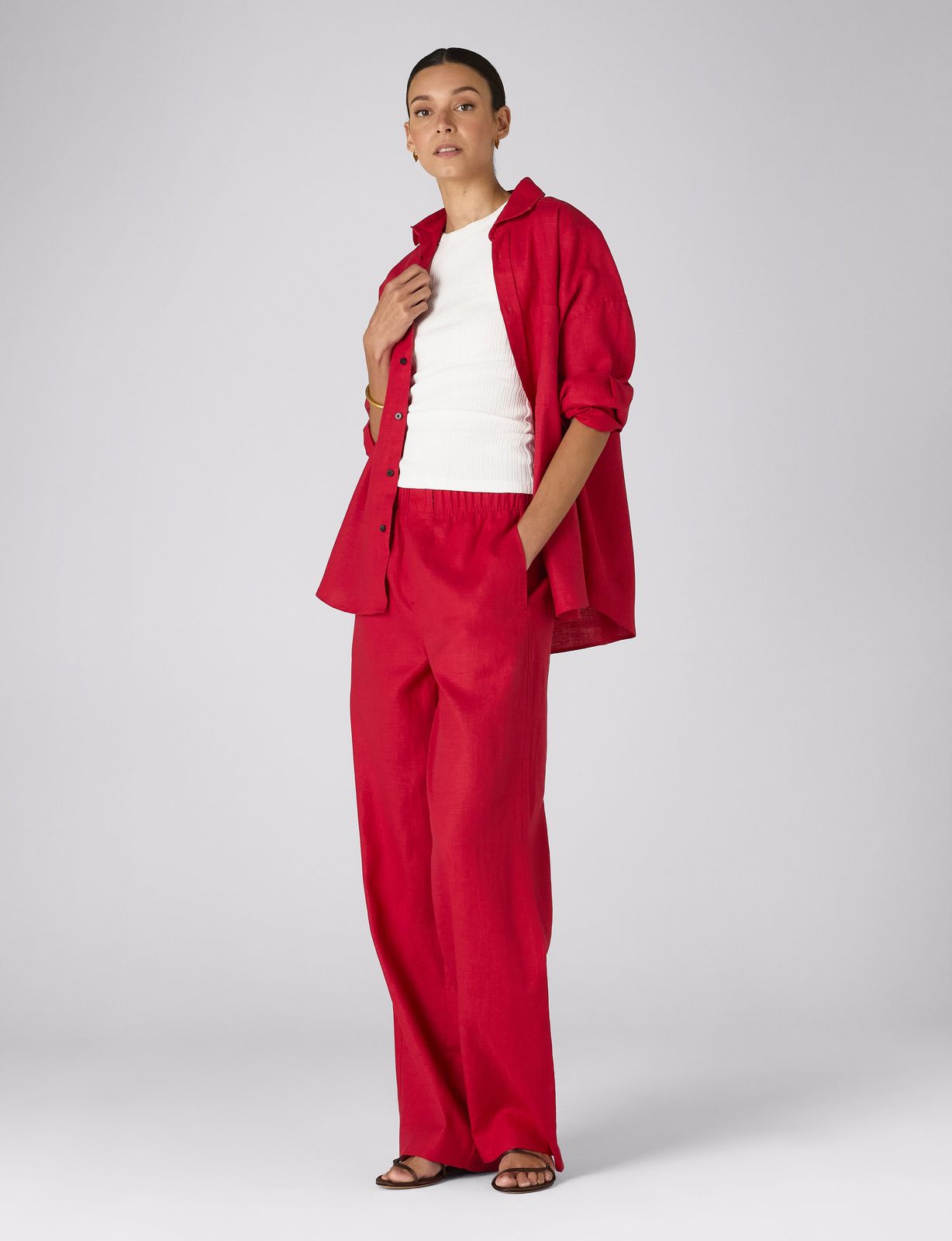 The Set: Hemp Red Shirt & Palazzo
