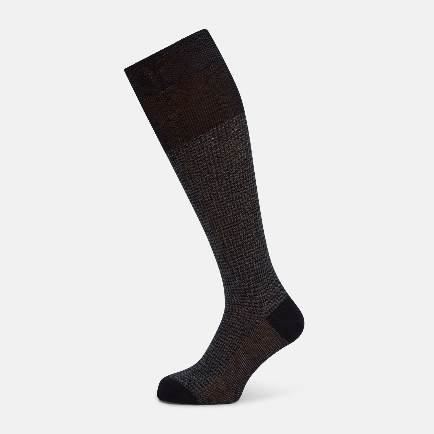 Charcoal Melange Houndstooth Long Socks