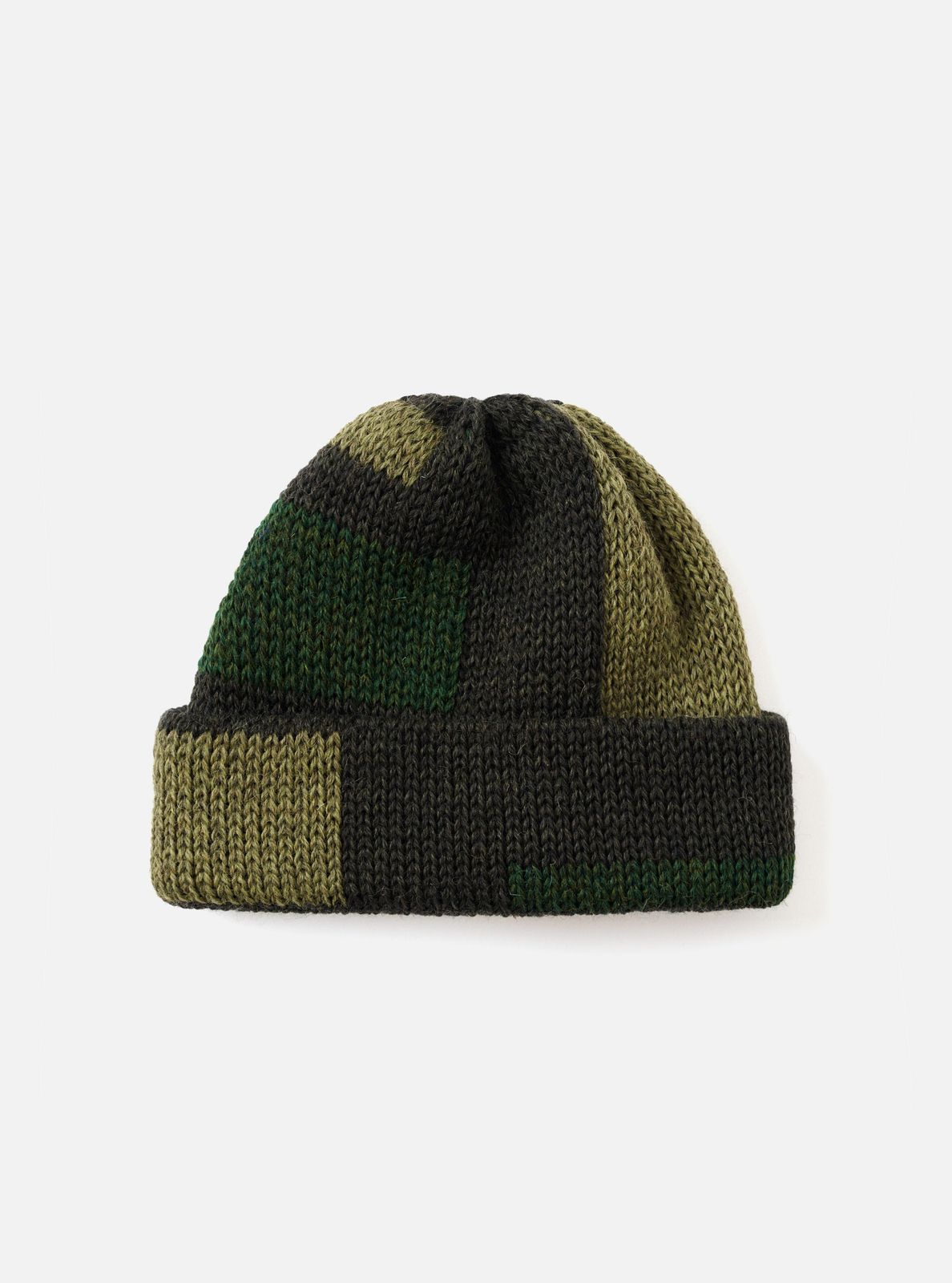Patched Olive British Wool Short Watch Cap