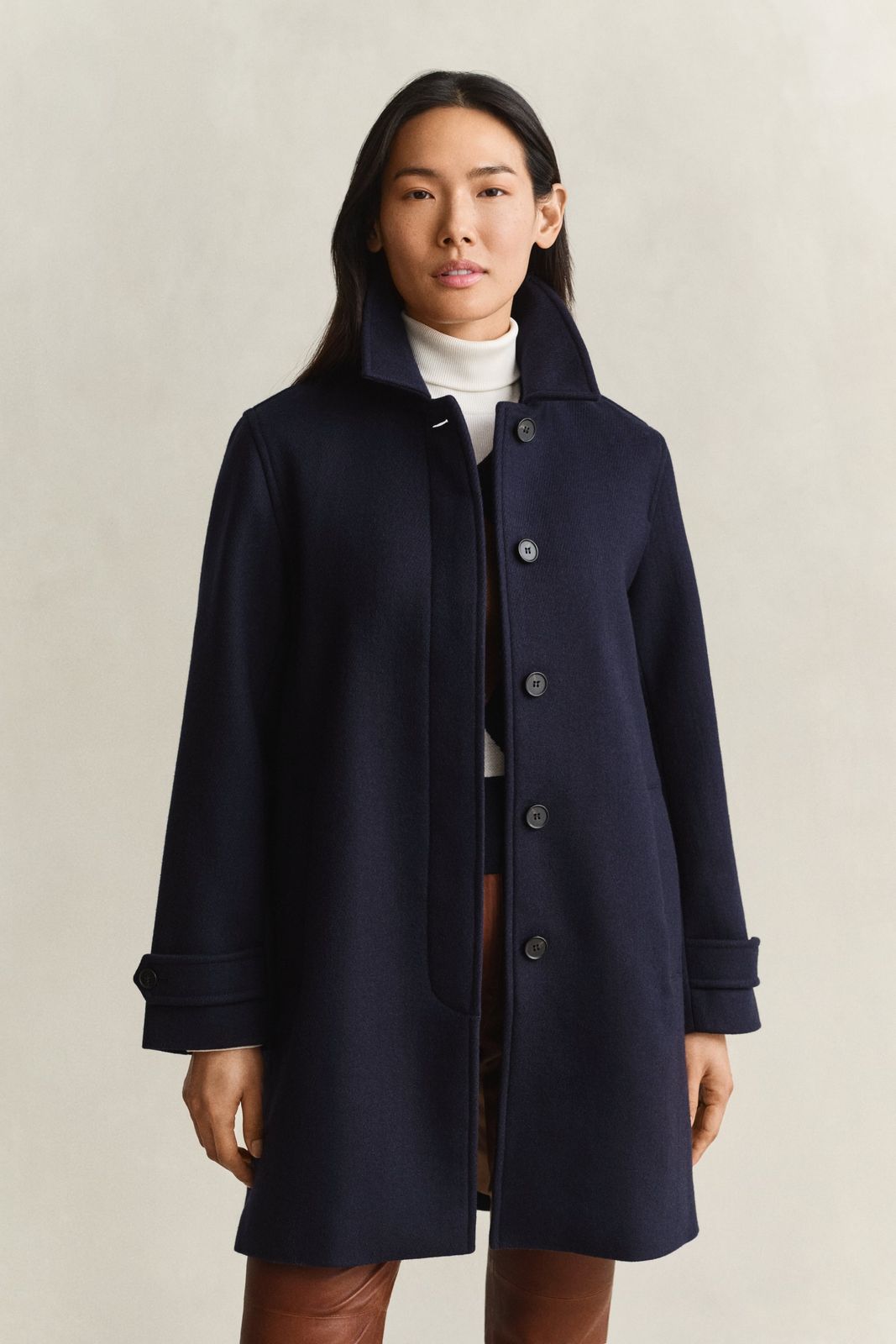 Wool Blend Car Coat - EVENING BLUE
