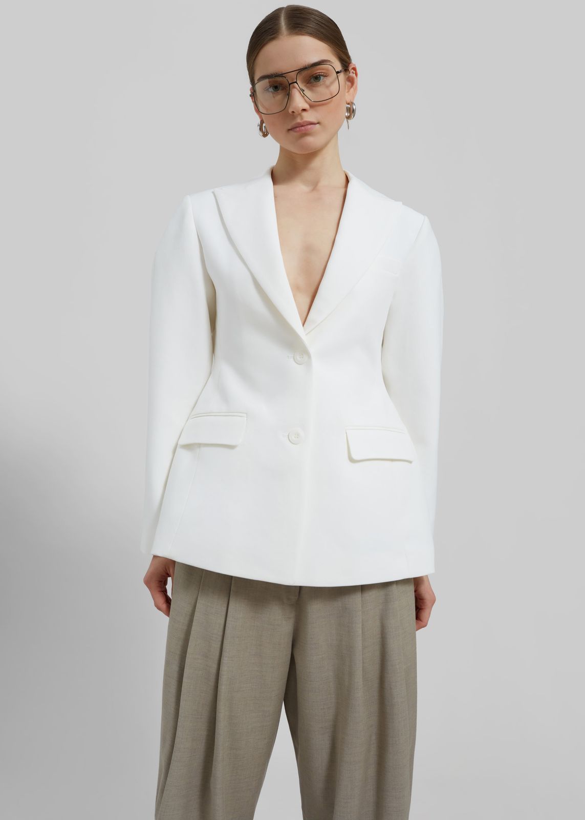 Colette Hourglass Blazer - White