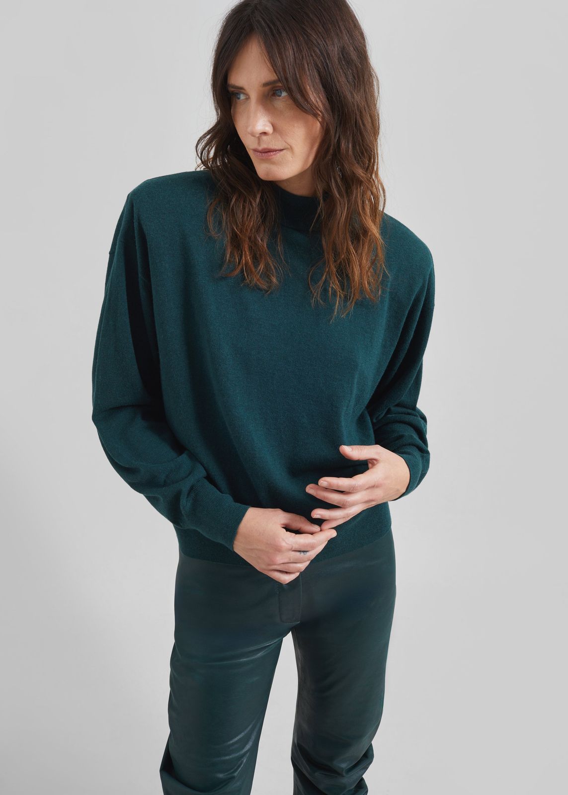 Rue Padded High Neck Sweater - Bottle Green
