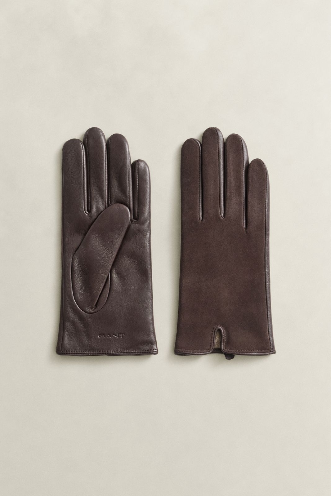 Leather Suede Gloves - DEEP BROWN
