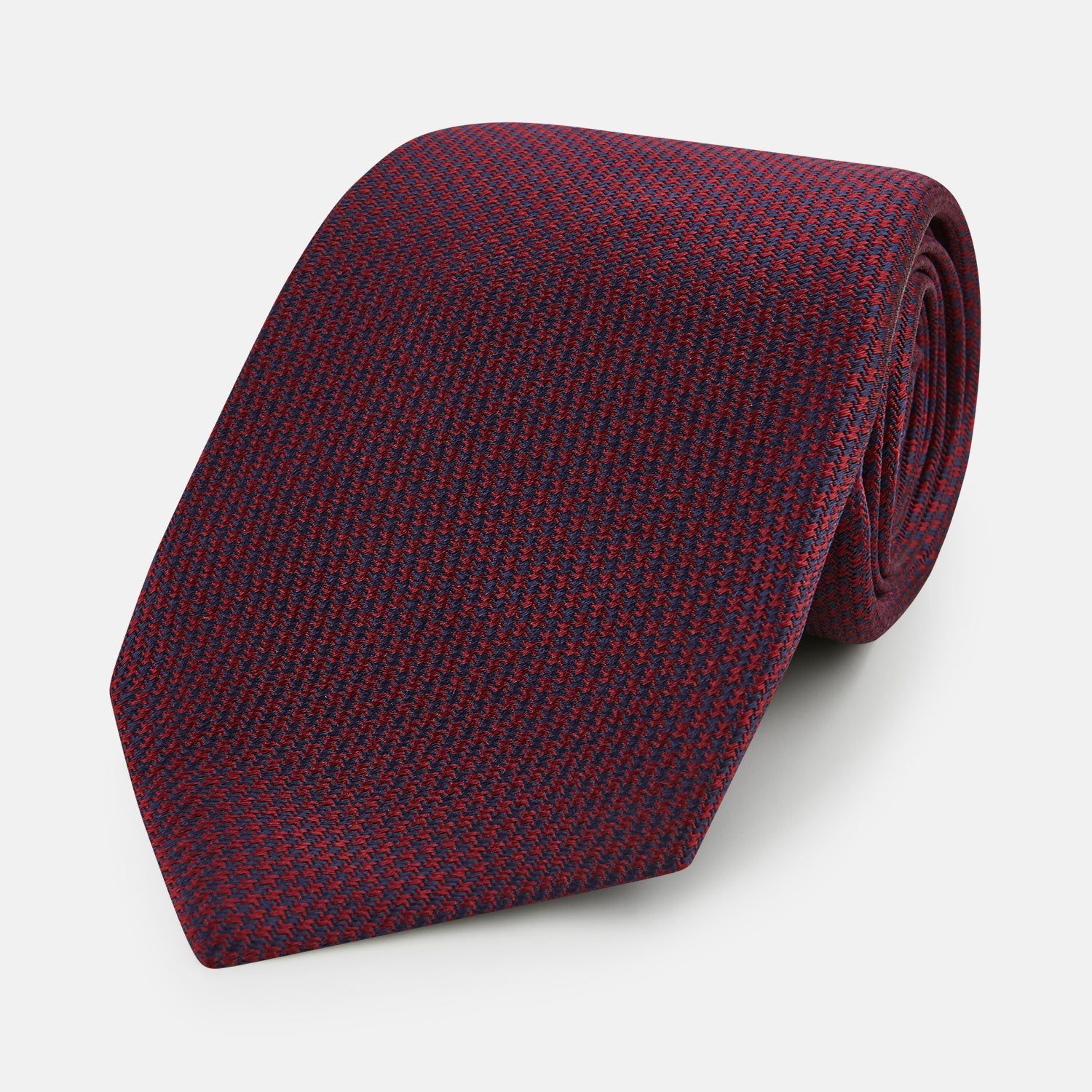 Seven-fold Navy And Red Silk Tie