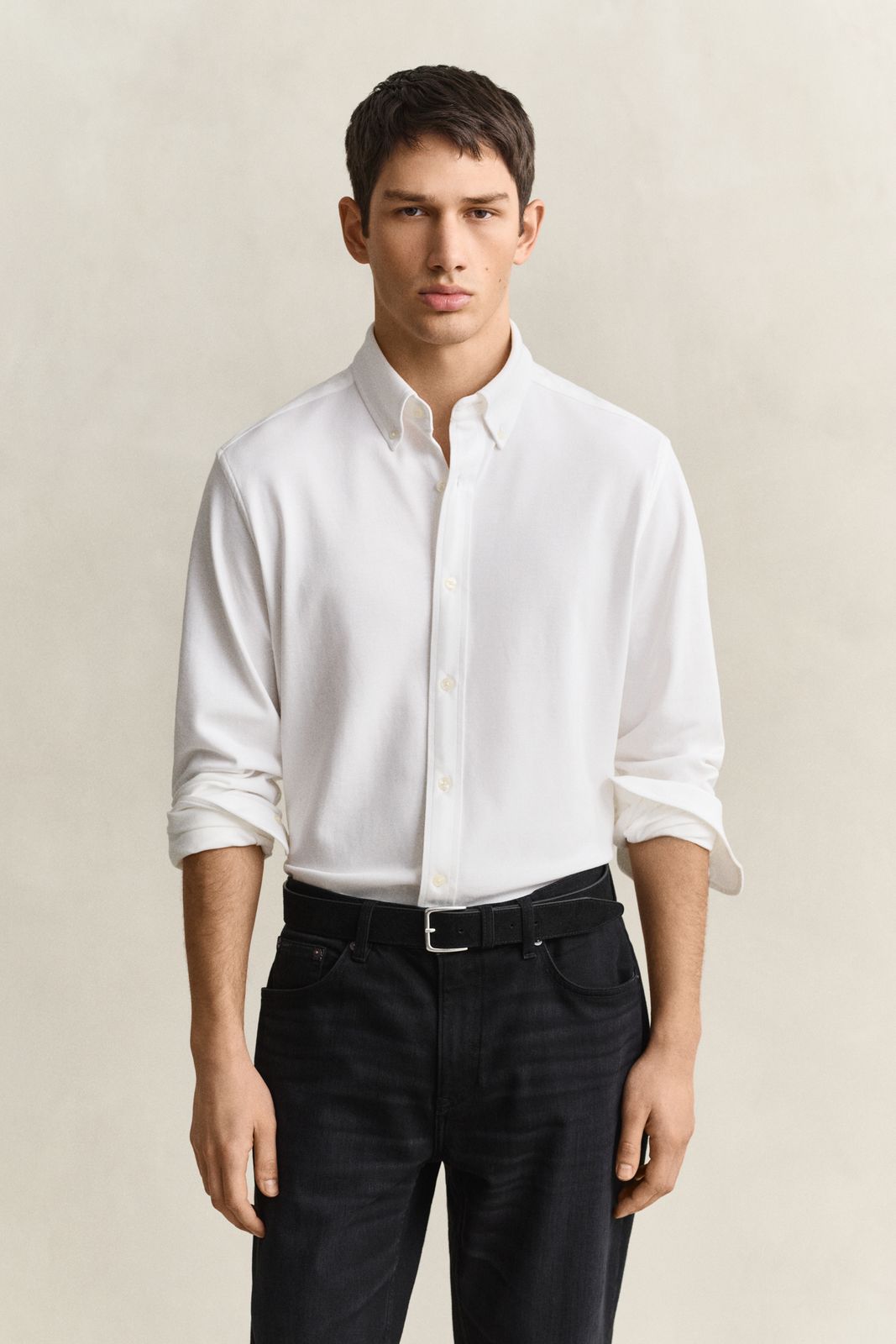 Jersey Stretch Piqué Shirt - WHITE