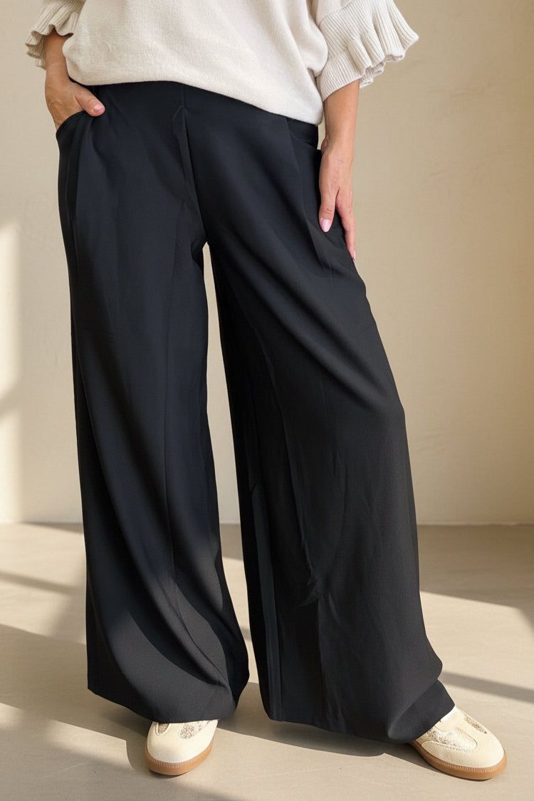 Flat Front Pull on Palazzo Trousers