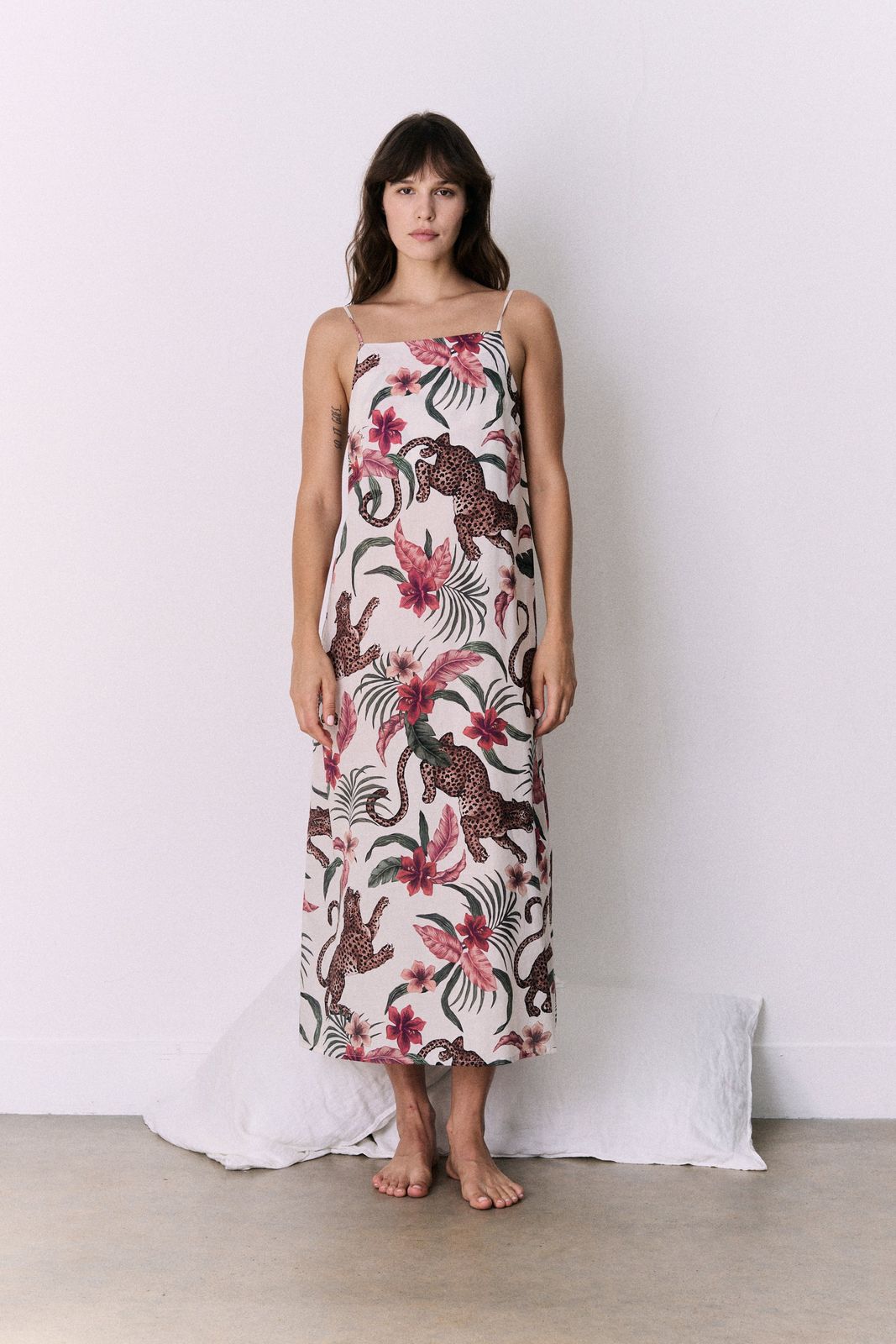 Square Nightie Soleia Leopard Print Cream