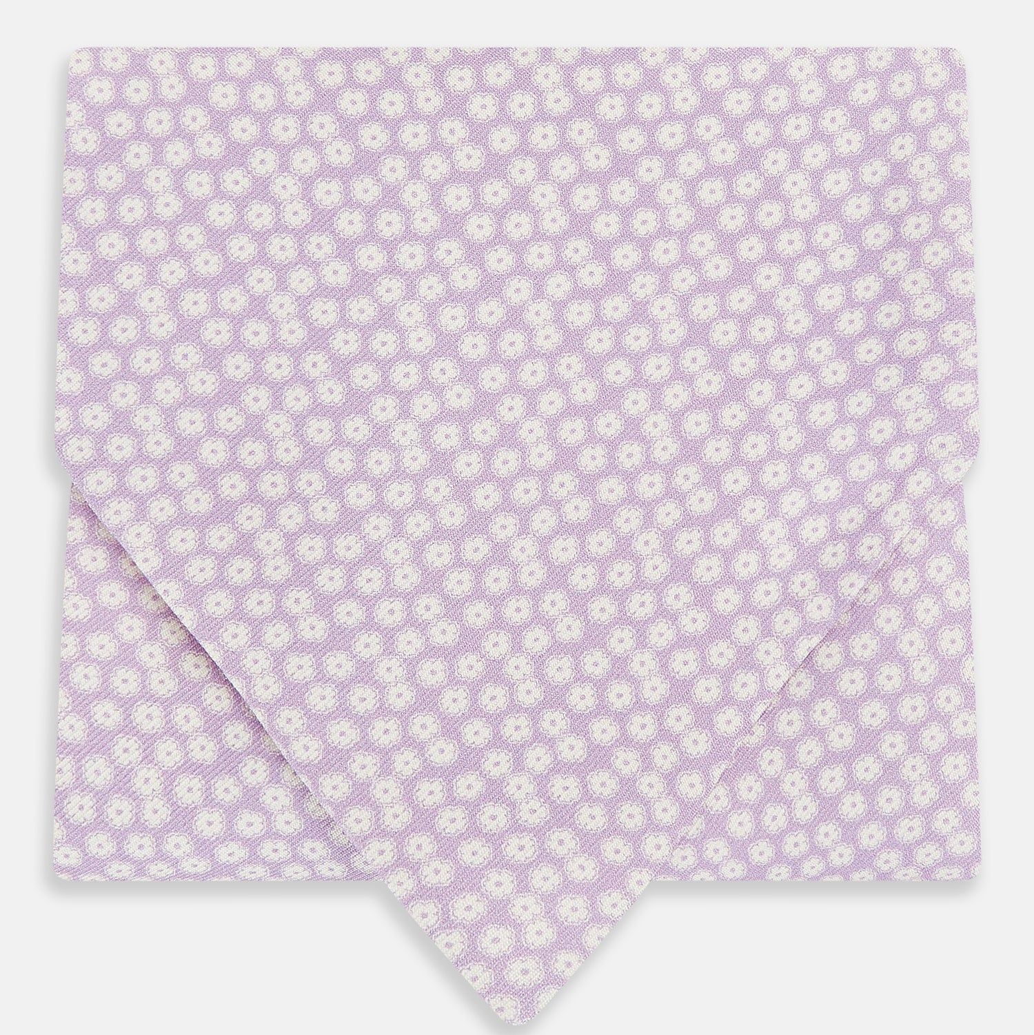 Lilac Flower Patterned Silk Cravat