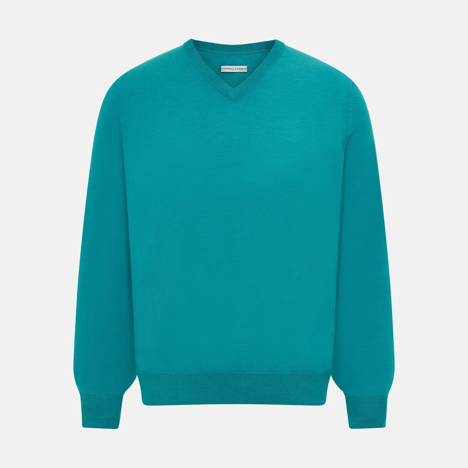 Turquoise Fine Merino V-neck Jumper