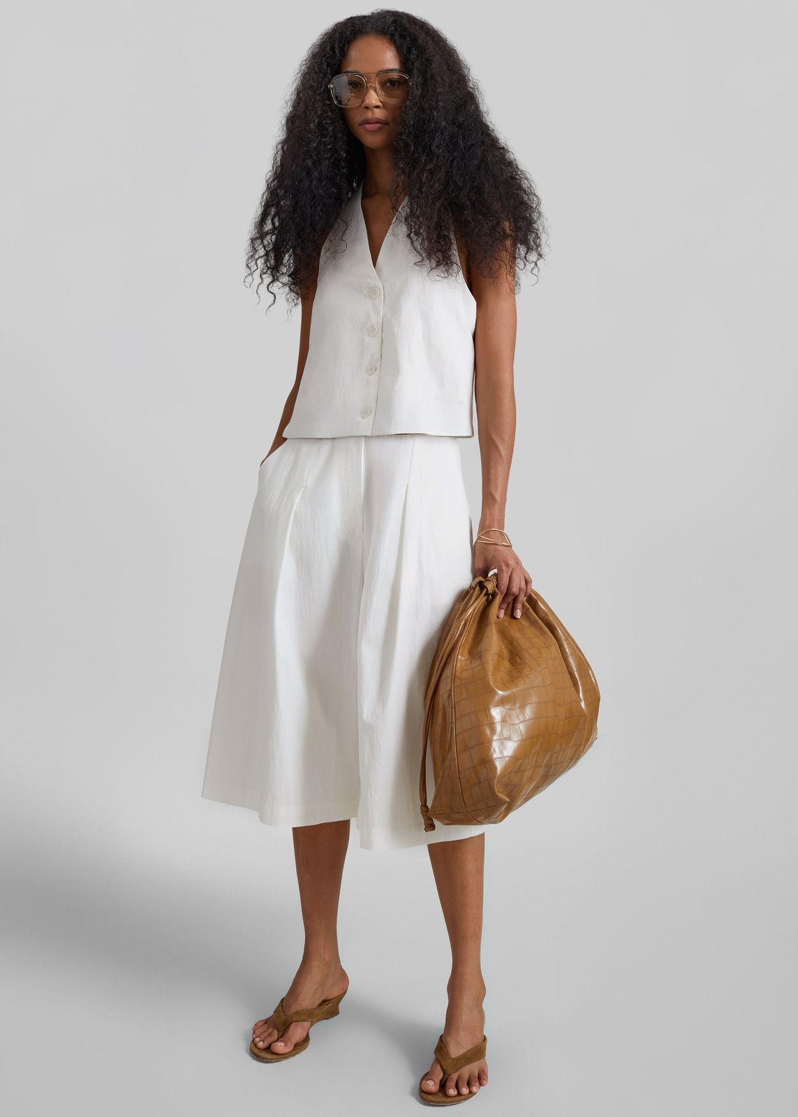 Miglia Linen Trapeze Vest - Ivory
